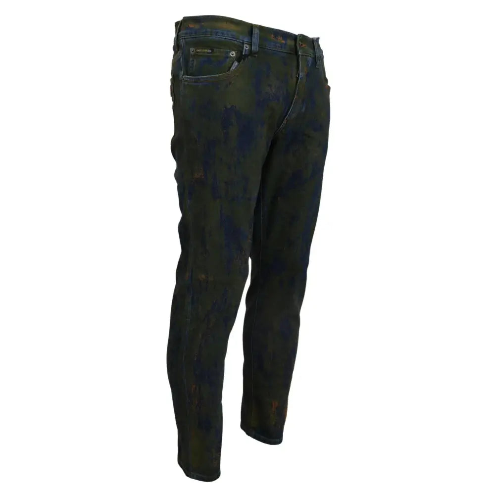 Dolce & Gabbana Chic Slim-Fit Denim Jeans in Green Wash