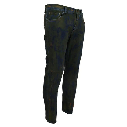 Dolce & Gabbana Chic Slim-Fit Denim Jeans in Green Wash