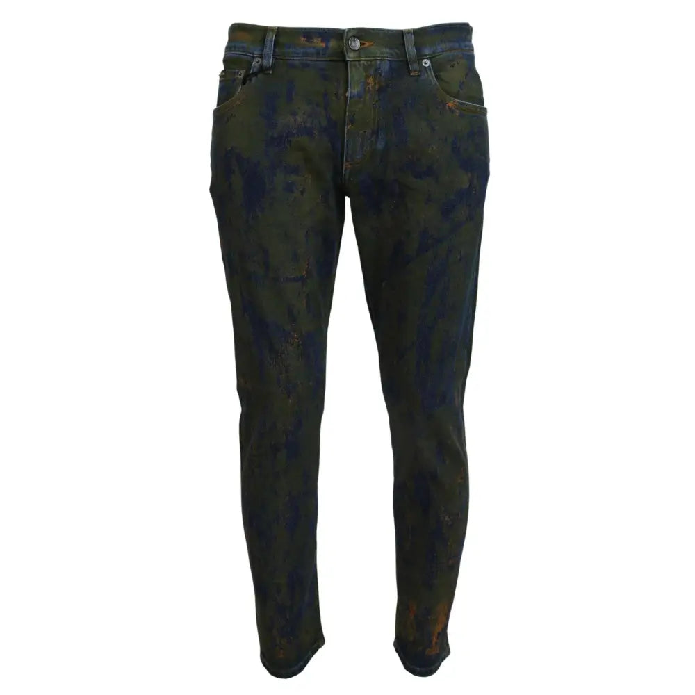 Dolce & Gabbana Chic Slim-Fit Denim Jeans in Green Wash