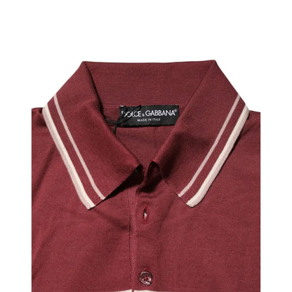 Dolce & Gabbana Cotton Burgundy Striped DG Logo Polo T-shirt