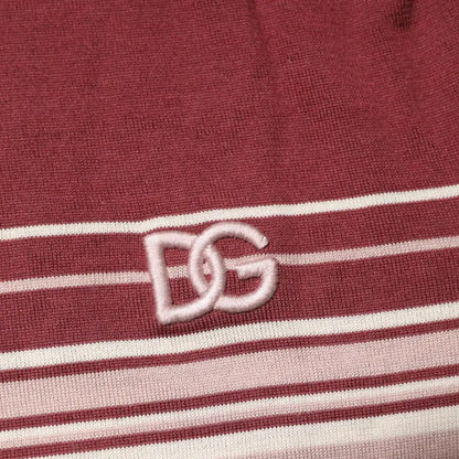 Dolce & Gabbana Cotton Burgundy Striped DG Logo Polo T-shirt