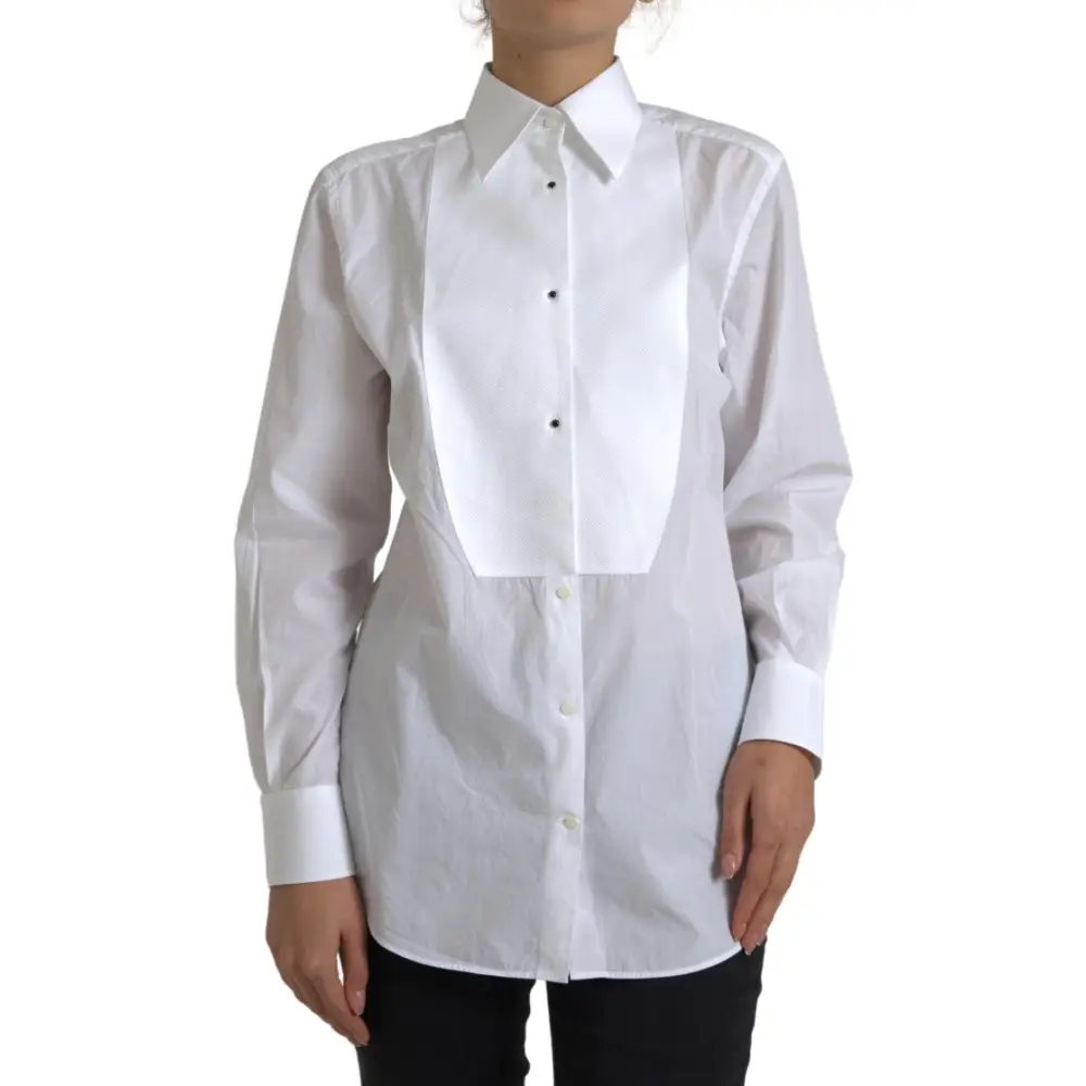 Dolce & Gabbana Cotton Collared Long Sleeves Shirt White