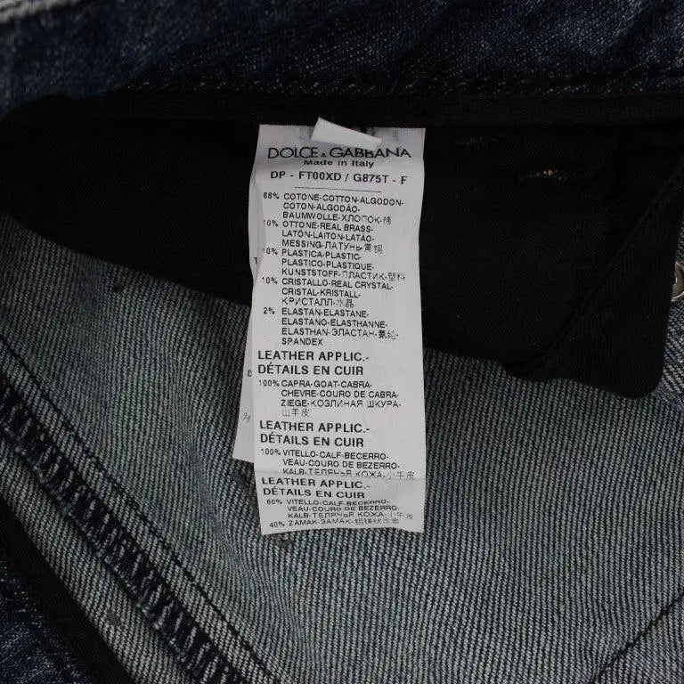 Dolce & Gabbana Crystal Roses Heart Embellished Jeans