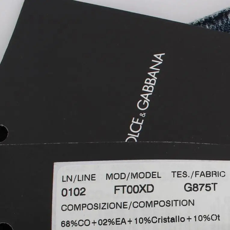 Dolce & Gabbana Crystal Roses Heart Embellished Jeans