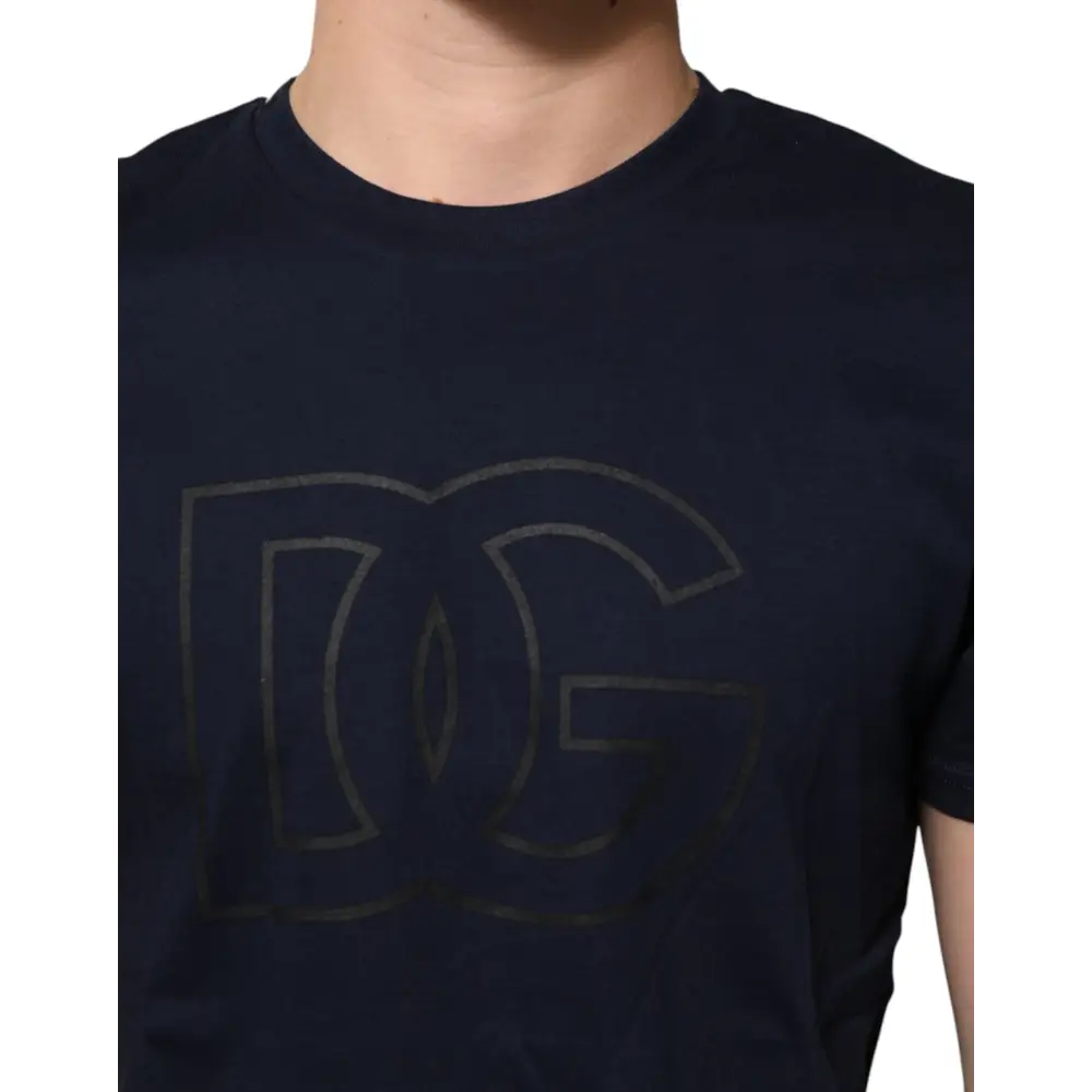 Dolce & Gabbana Dark Blue Cotton DG Logo Print Men’s Top T-shirt - T-shirts