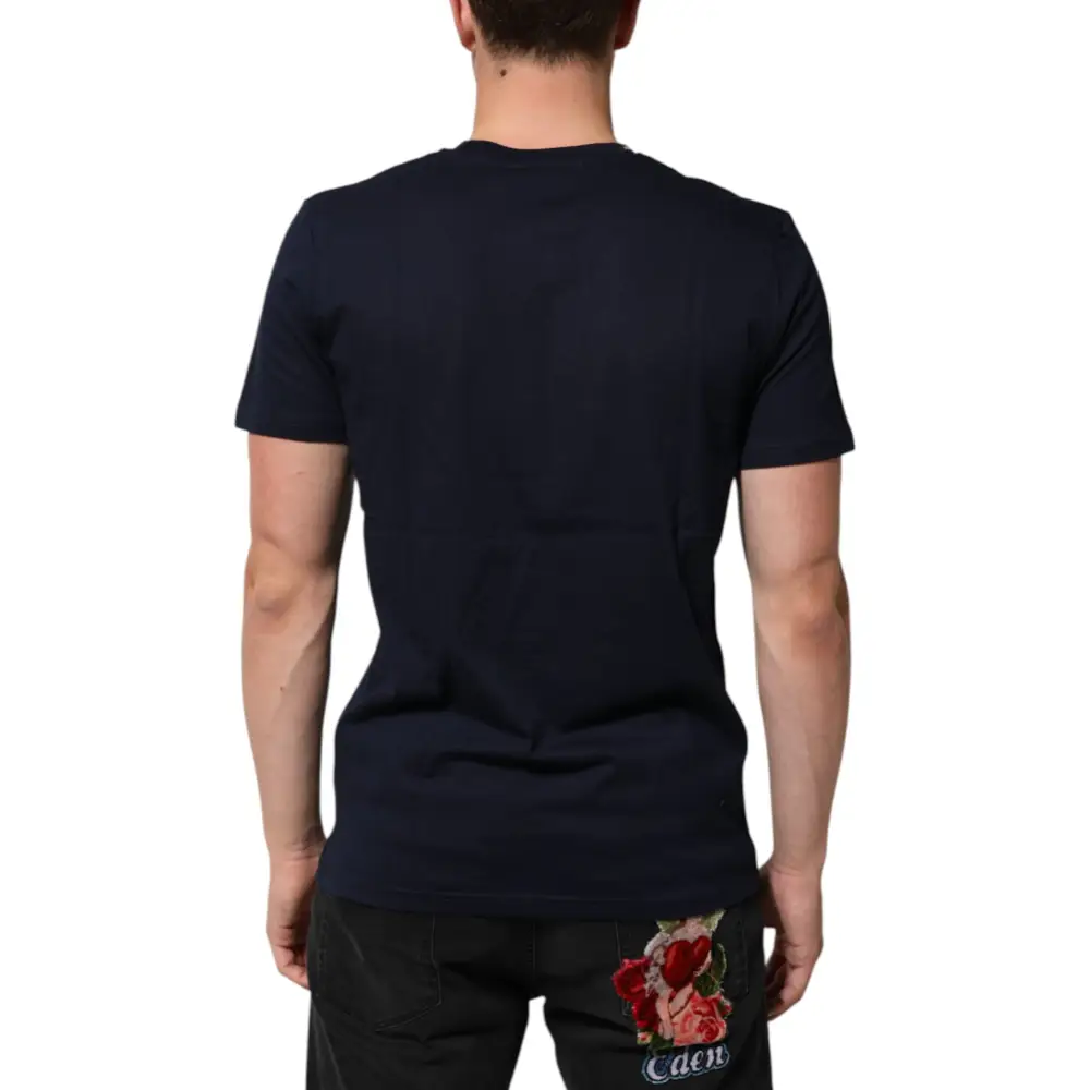Dolce & Gabbana Dark Blue Cotton DG Logo Print Men’s Top T-shirt - T-shirts