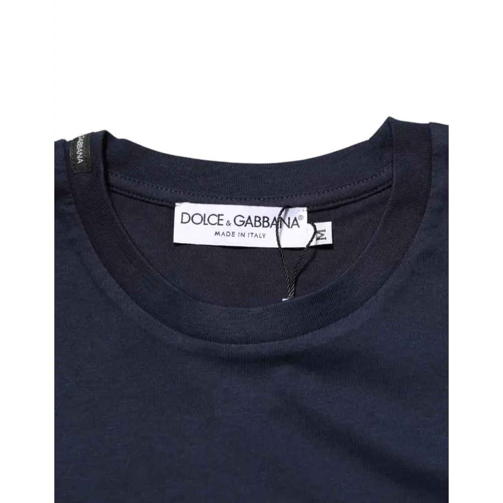 Dolce & Gabbana Dark Blue Cotton DG Logo Print Men’s Top T-shirt - T-shirts