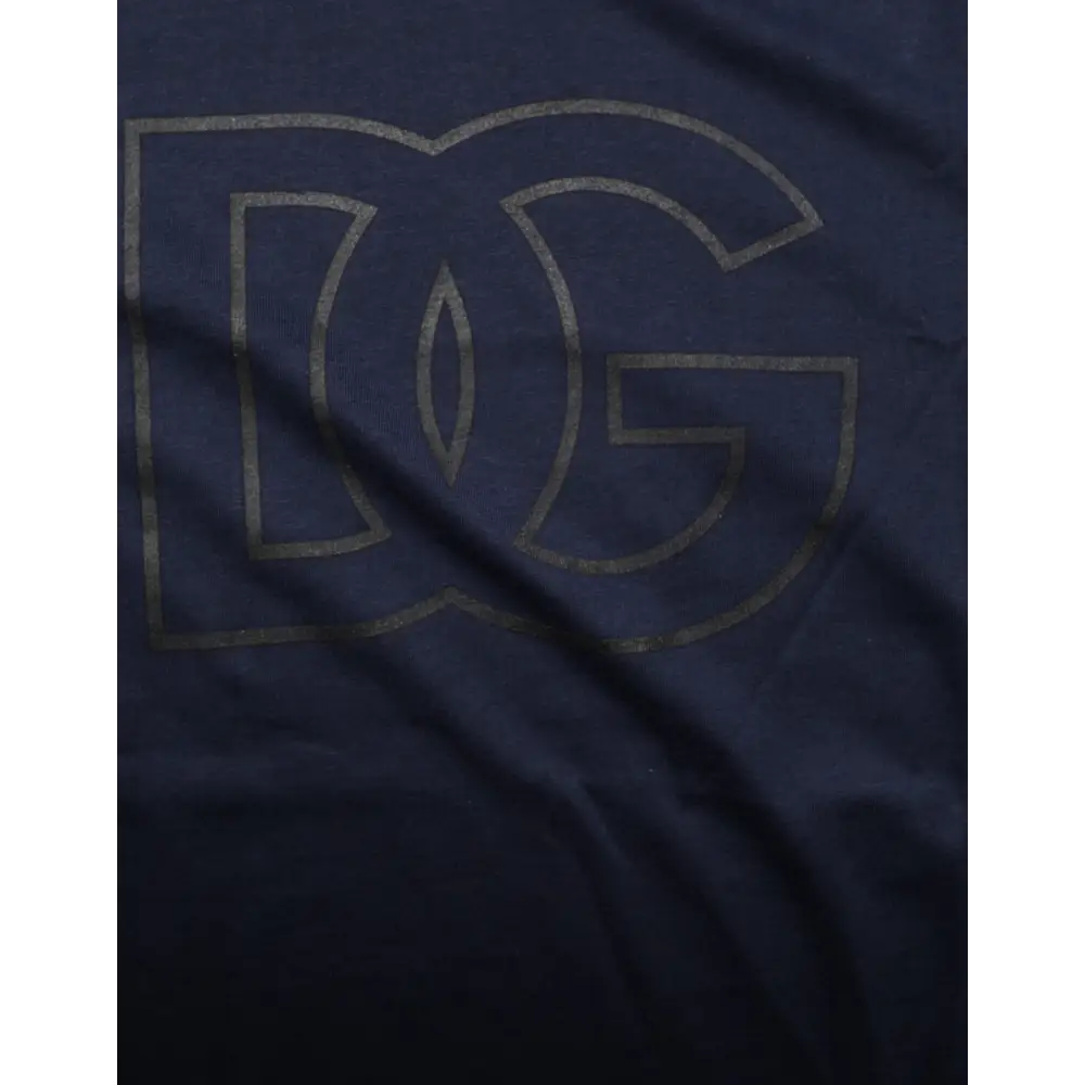 Dolce & Gabbana Dark Blue Cotton DG Logo Print Men’s Top T-shirt - T-shirts