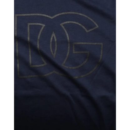 Dolce & Gabbana Dark Blue Cotton DG Logo Print Men’s Top T-shirt - T-shirts
