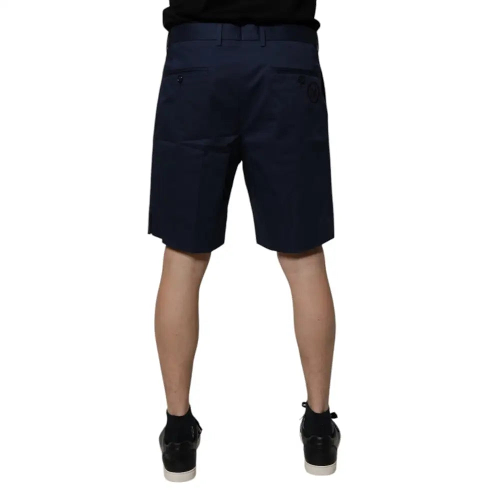 Dolce & Gabbana Dark Blue Cotton Mid Waist Men Bermuda Shorts