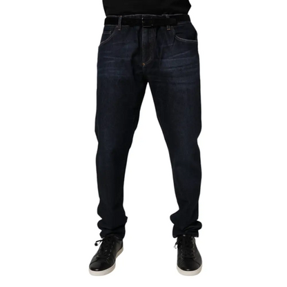 Dolce & Gabbana mørkeblå bomuld stretch skinny jeans med sort sneakers