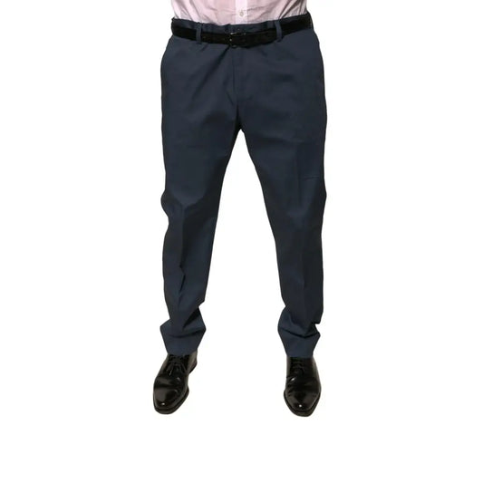 Dolce & Gabbana Dark Blue Cotton Stretch Skinny Men Dress Pants