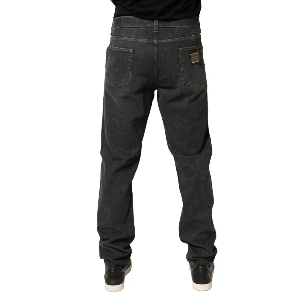 Dolce & Gabbana mørkegrå slim fit bomulds jeans med falmet vask