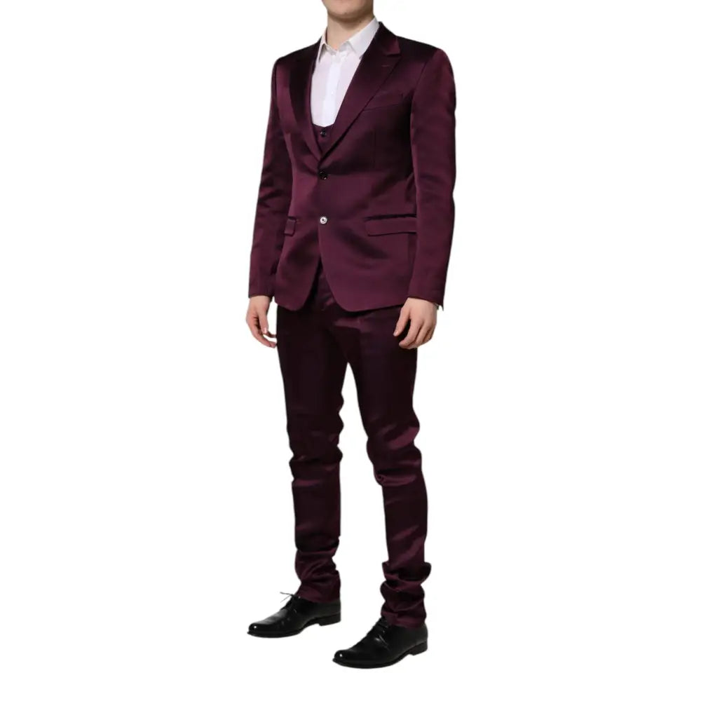 Dolce & Gabbana Dark Purple Silk 3Piece Single Breasted Suit