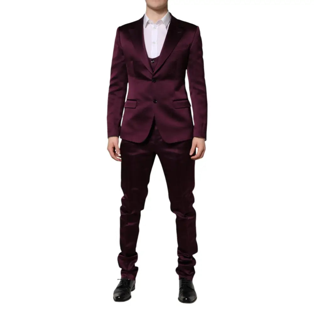 Dolce & Gabbana Dark Purple Silk 3Piece Single Breasted Suit