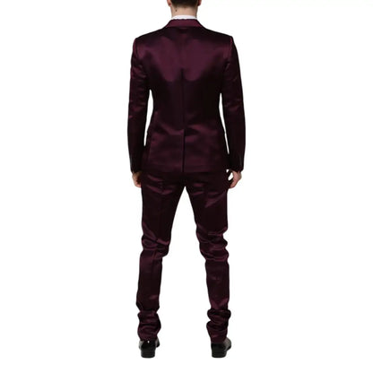 Dolce & Gabbana Dark Purple Silk 3Piece Single Breasted Suit