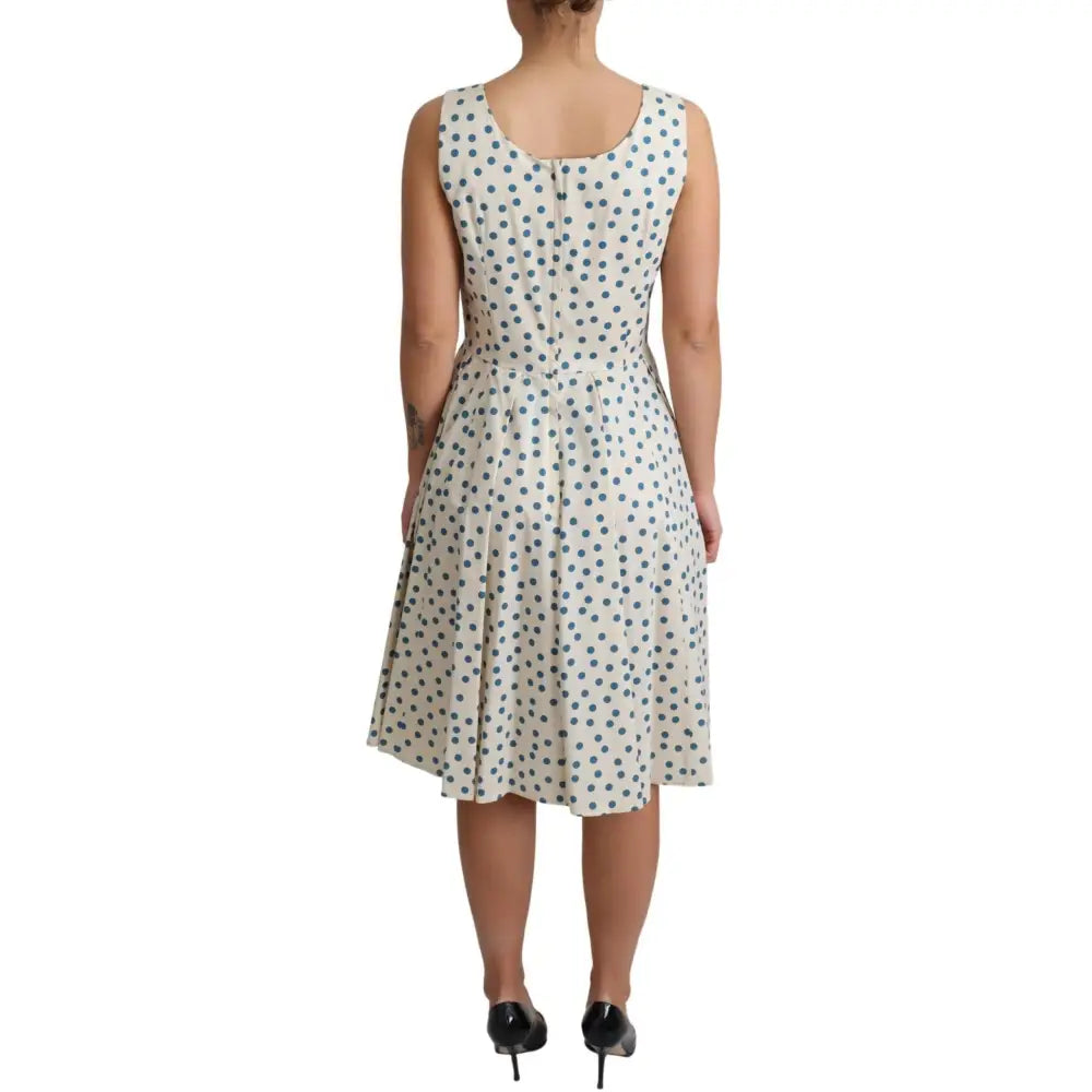 Dolce & Gabbana Elegant Beige Polka Dot A-Line Sleeveless Dress