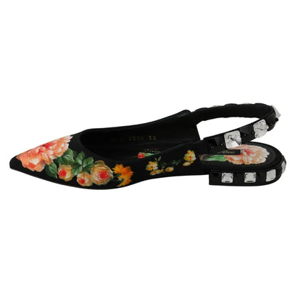 Dolce & Gabbana Elegant Crystal-Embellished Floral Flats