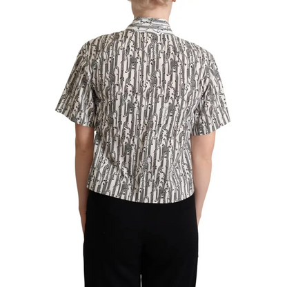 Dolce & Gabbana elegant floral cotton polo med musikalske mønstre