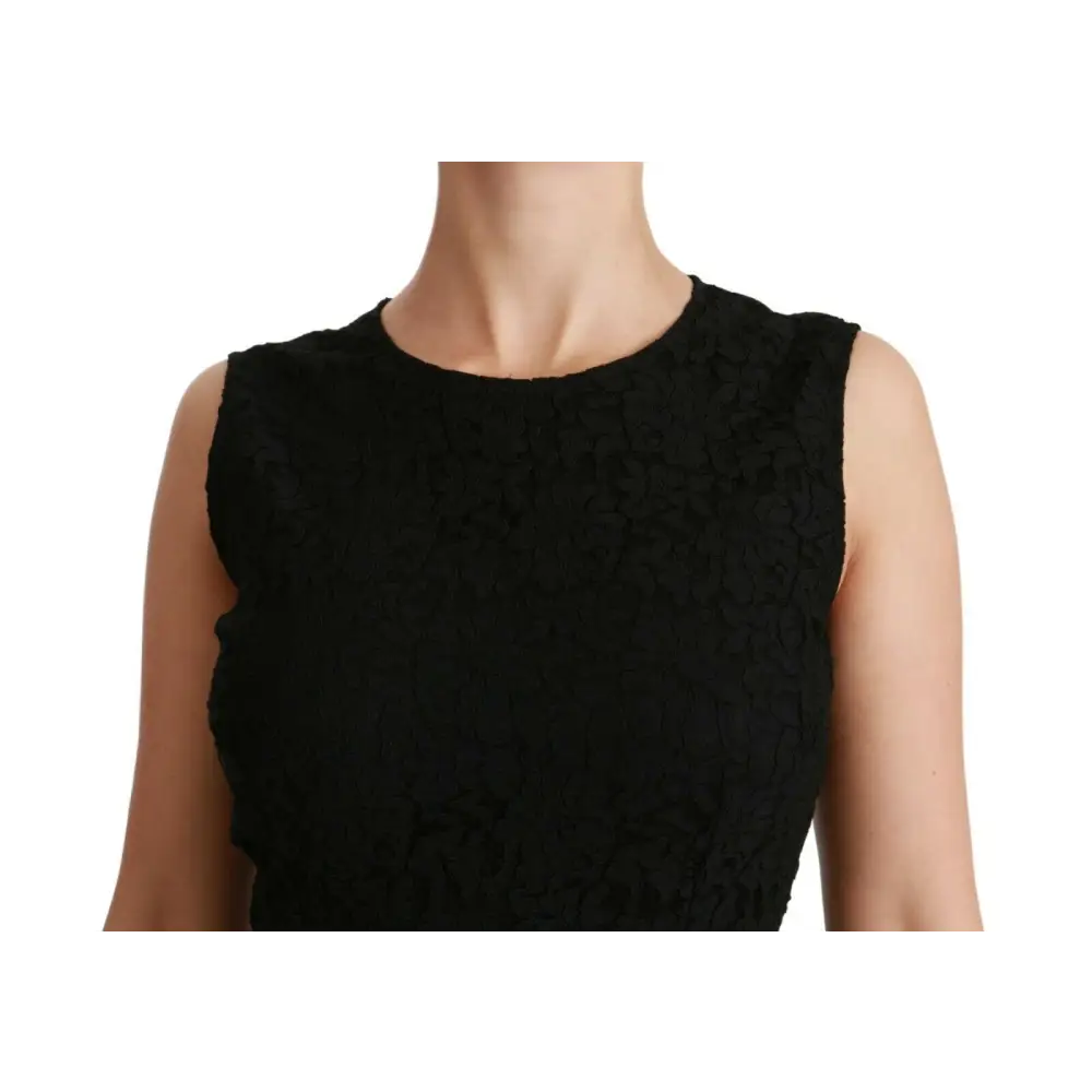Dolce & Gabbana elegant floral lace brocade mini dress i sort sort hvidt mønster