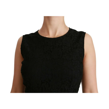 Dolce & Gabbana elegant floral lace brocade mini dress i sort sort hvidt mønster