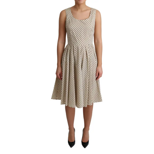 Dolce & Gabbana Elegant Polka Dot Sleeveless A-Line Dress