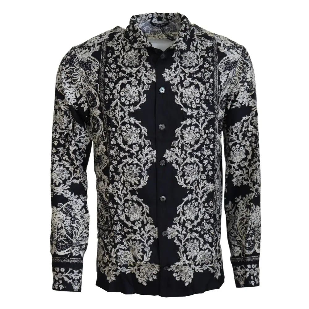 Dolce & Gabbana Elegant Satin Floral Baroque Shirt