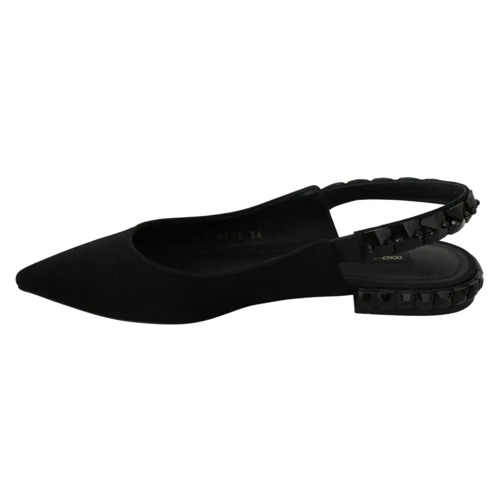Dolce & Gabbana Elegant Silk Blend Slingback Flats with Crystals