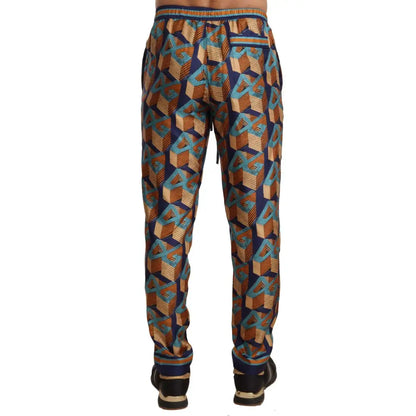 Dolce & Gabbana Elegant Silk Jogger Pants with Vibrant Print