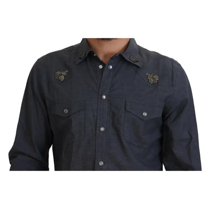 Dolce & Gabbana Elegant Slim-Fit Blue Denim Casual Shirt