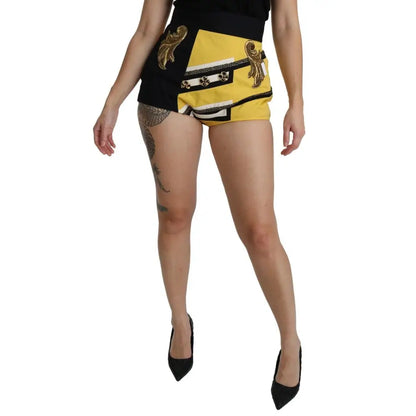 Dolce & Gabbana Embroidered Crystal High Waist Mini Shorts