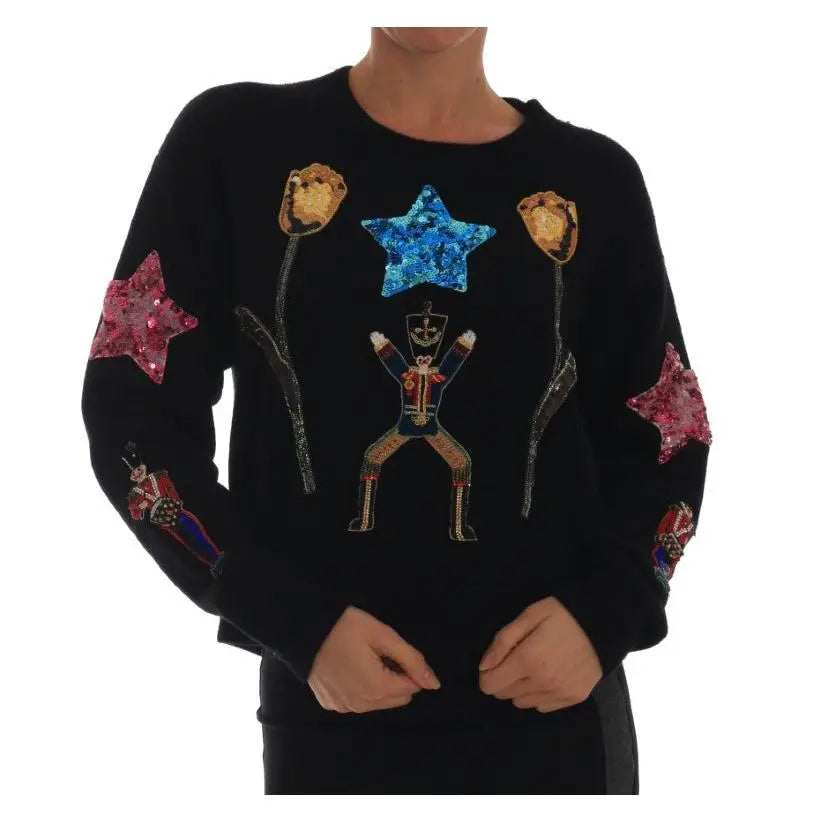 Dolce & Gabbana Fairy Tale Crystal Black Cashmere Sweater