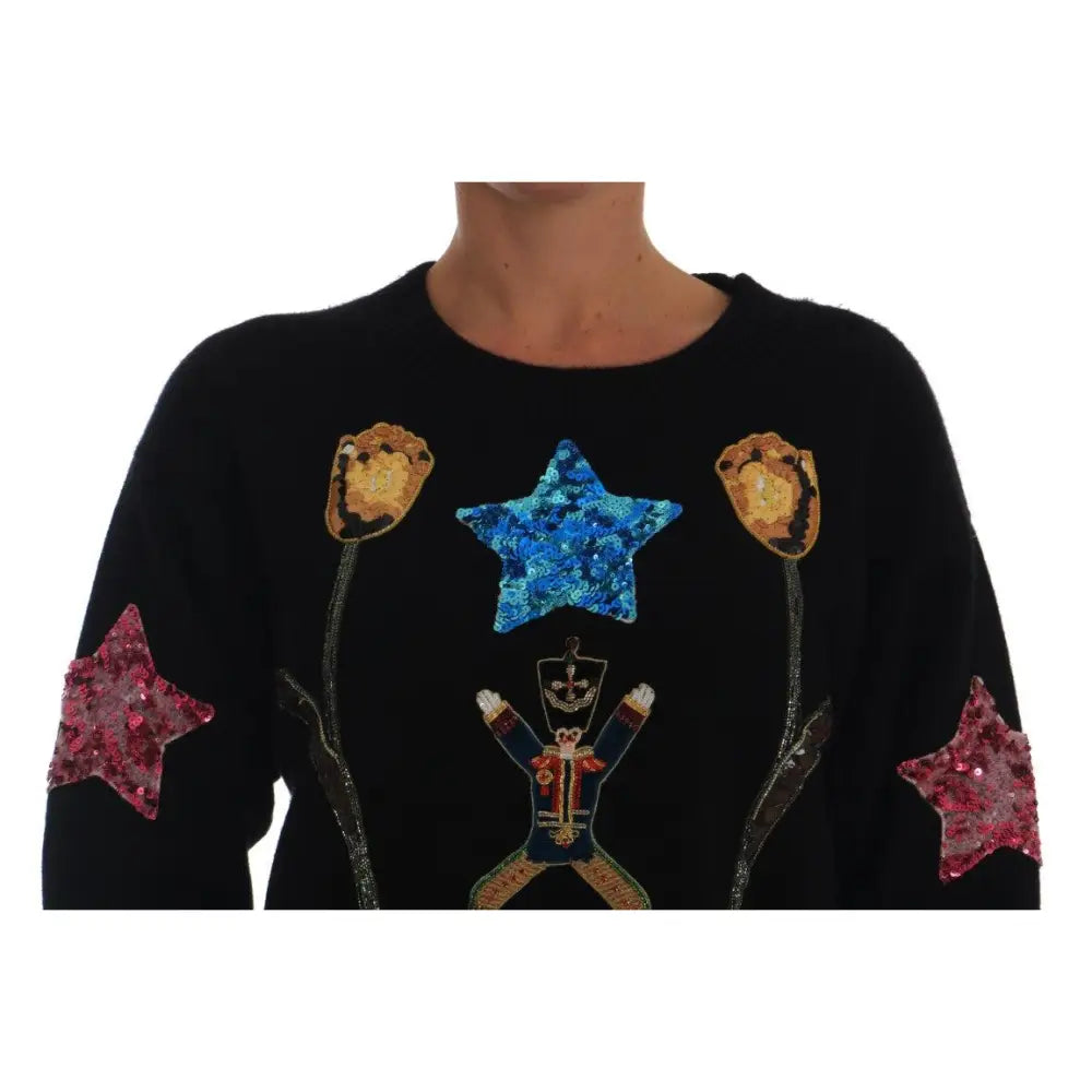 Dolce & Gabbana Fairy Tale Crystal Black Cashmere Sweater