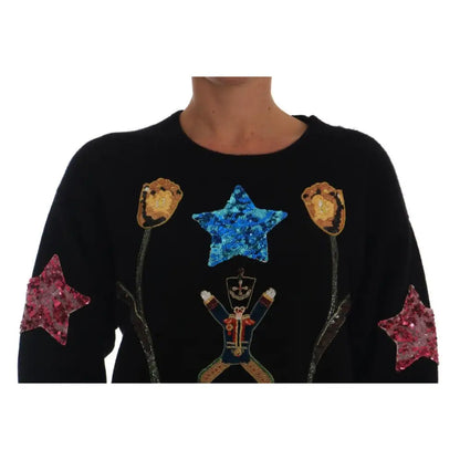 Dolce & Gabbana Fairy Tale Crystal Black Cashmere Sweater