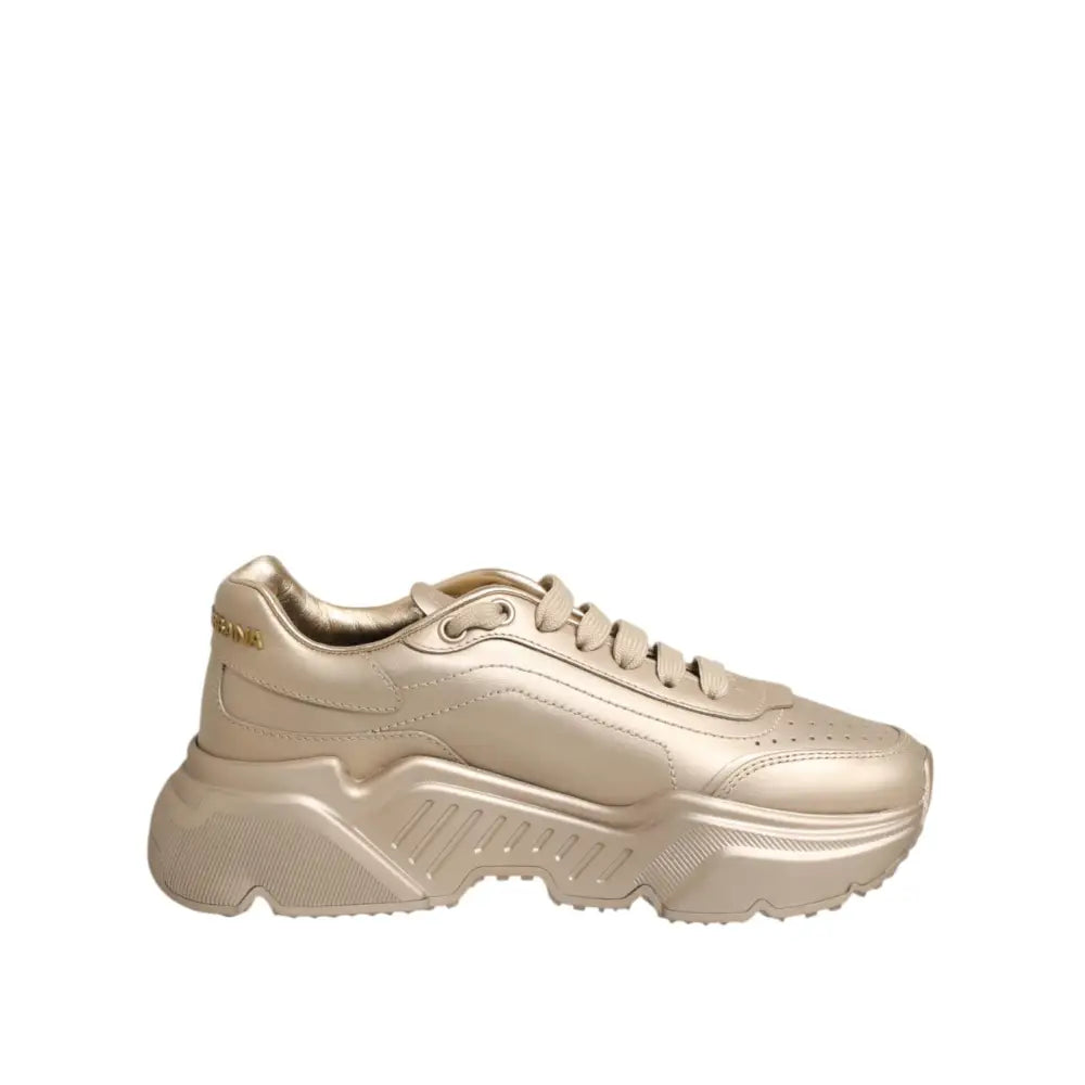 Dolce & Gabbana Gold Leather Daymaster Women Sneakers Shoes