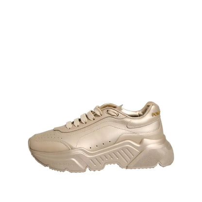Dolce & Gabbana Gold Leather Daymaster Women Sneakers Shoes