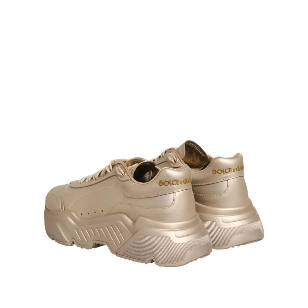 Dolce & Gabbana Gold Leather Daymaster Women Sneakers Shoes