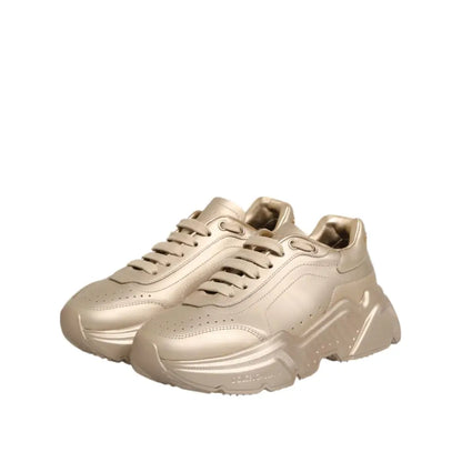 Dolce & Gabbana Gold Leather Daymaster Women Sneakers Shoes