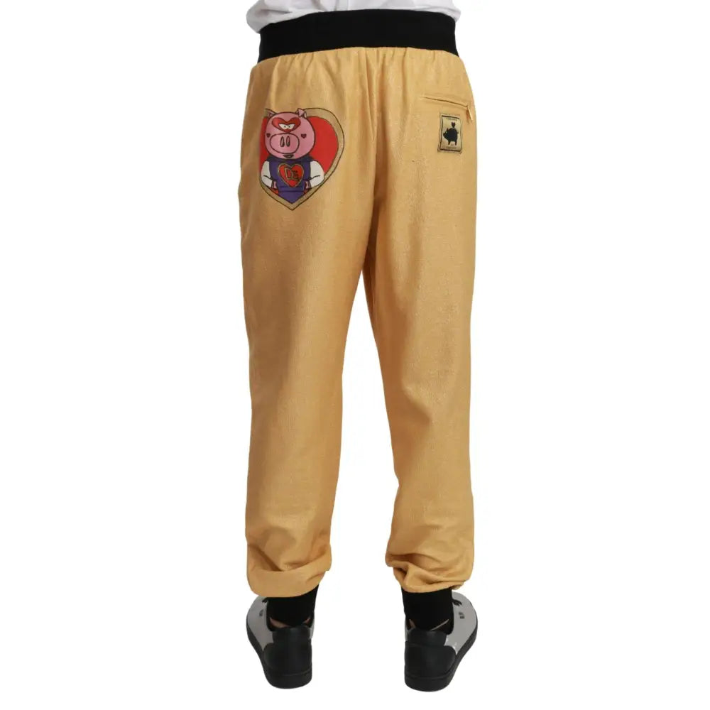 Dolce & Gabbana Gold Year Of The Pig Cotton Mens Pants