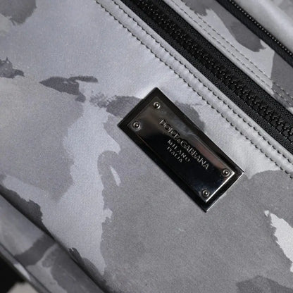 Dolce & Gabbana Gray Cotton Camouflage Logo Plaque Backpack Bag