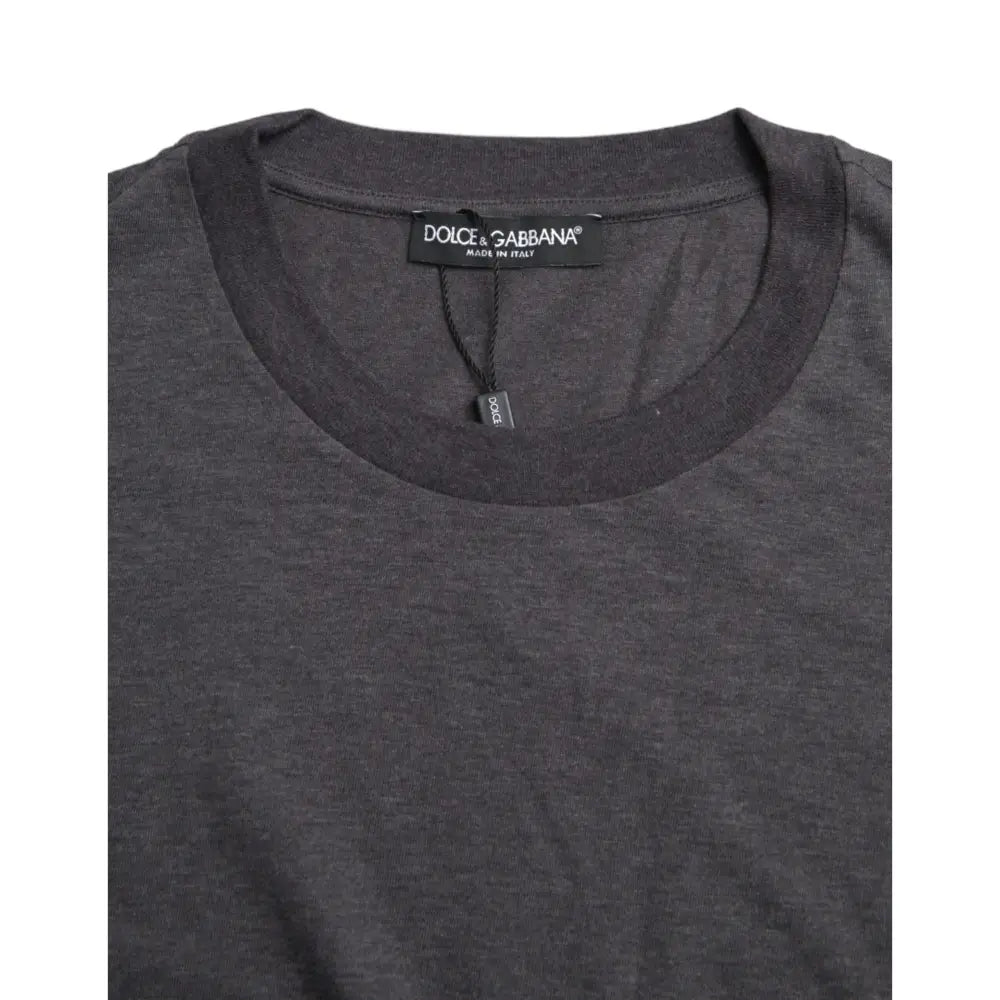 Dolce & Gabbana Gray Cotton Round Neck Short Sleeve T-shirt