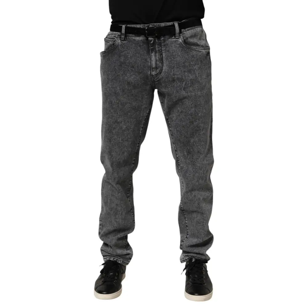 Dolce & Gabbana Gray Cotton Slim Fit Denim Trouser Jeans