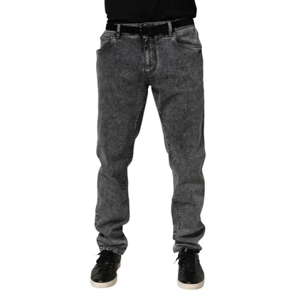 Dolce & Gabbana Gray Cotton Slim Fit Denim Trouser Jeans
