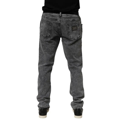 Dolce & Gabbana Gray Cotton Slim Fit Denim Trouser Jeans