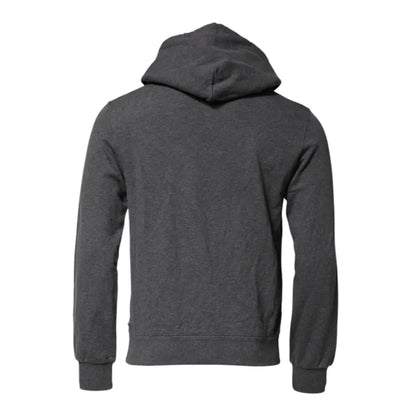 Dolce & Gabbana Gray Logo Patch Hooded Sweatshirt Sweater