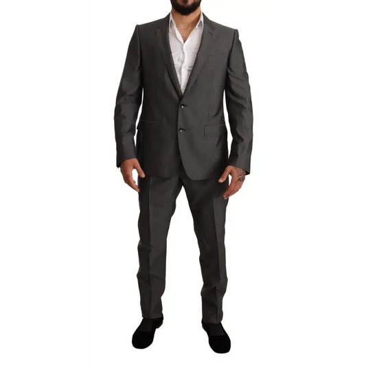 Sleek Dolce & Gabbana grå metallic martini slim fit jakkesæt med tilskåret pasform