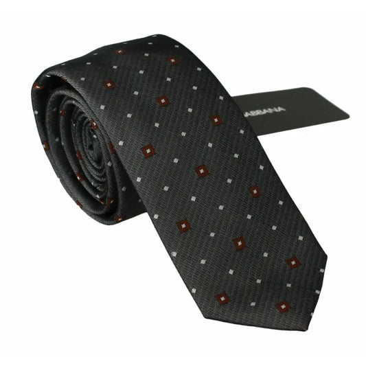 Dolce & Gabbana Gray Patterned Classic Mens Slim Necktie