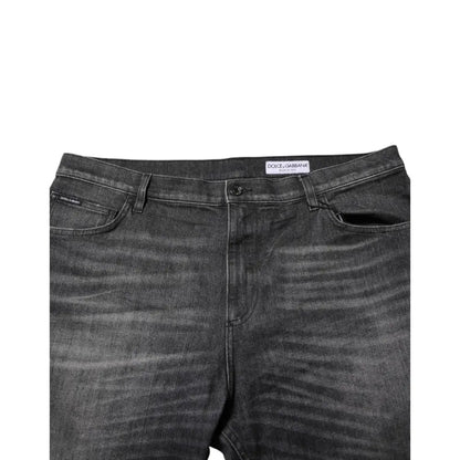 Dolce & Gabbana Gray Washed Cotton Loose Denim Jeans
