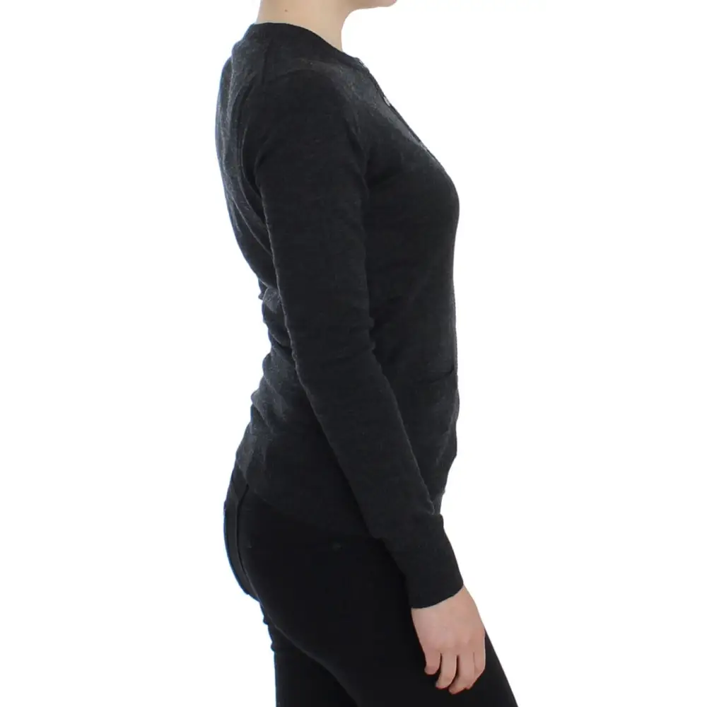 Sort Dolce & Gabbana grå uld cardigan med sort strikketop – spar 30–70% på 100% originale brands