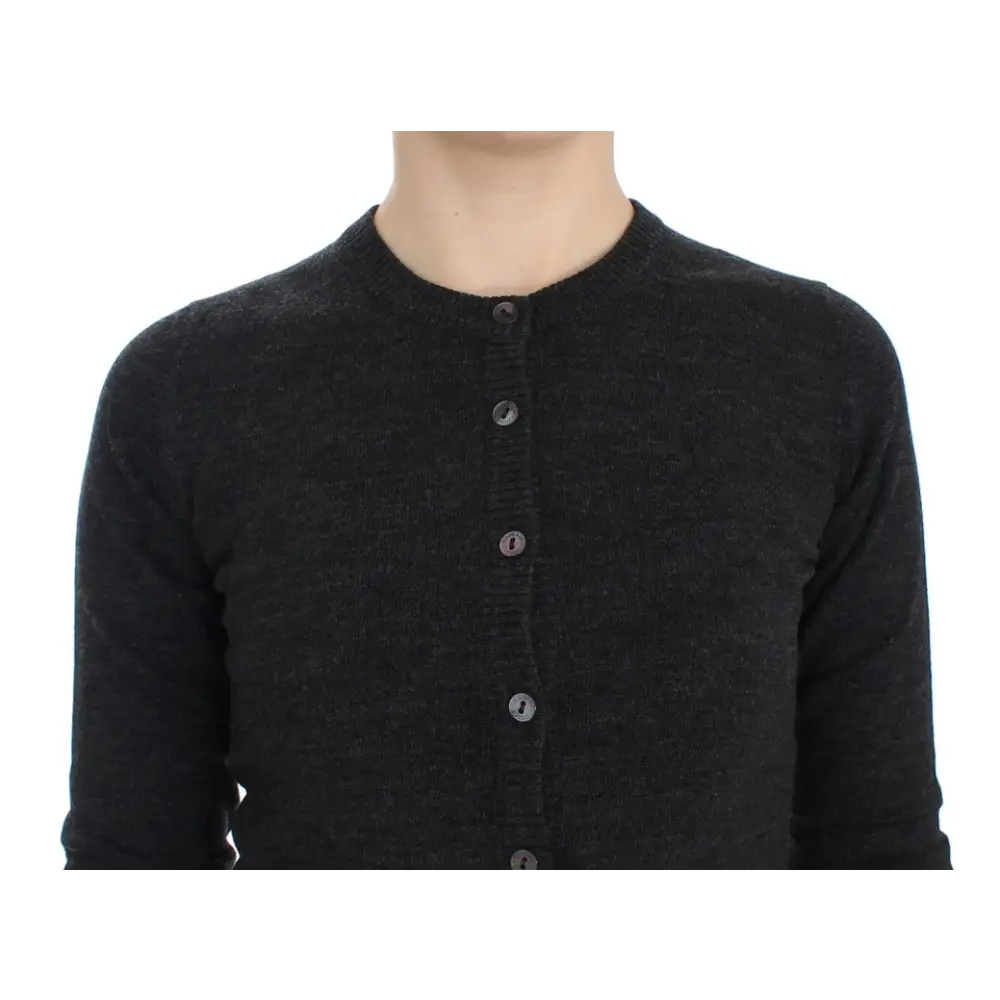 Sort Dolce & Gabbana grå uld cardigan med sorte strik og knapper – spar 30–70% på mode